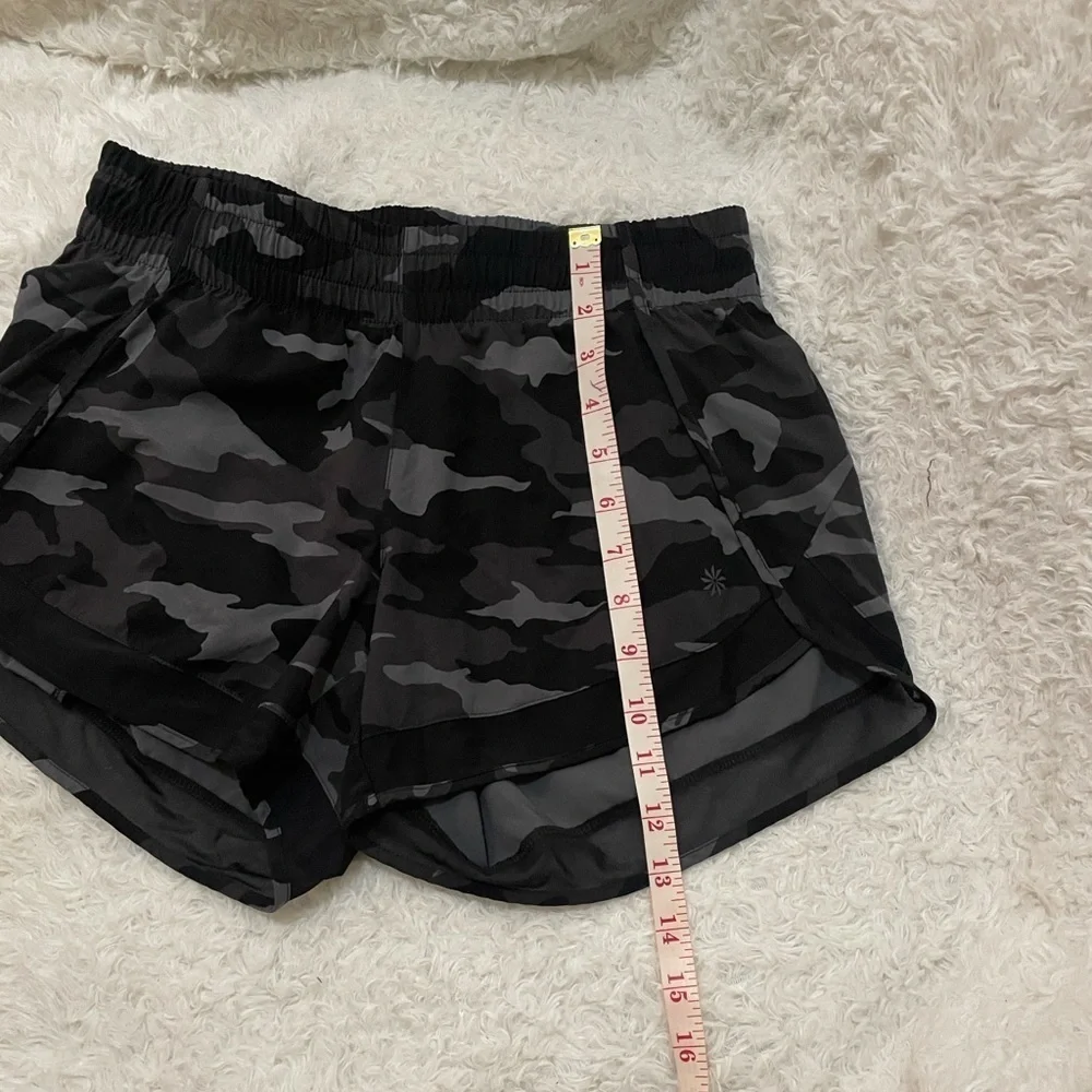 Athleta Black Camouflage Mesh Racer Shorts